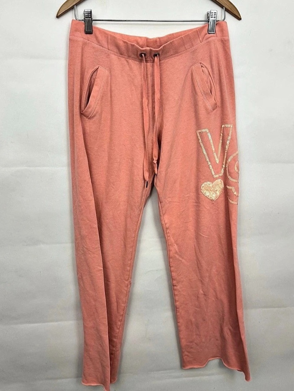 Victoria’s Secret VS Logo Sequin Bling Sweatpants orange Small